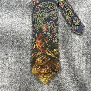 VTG Harold Powell Tie 4"X58.5" Quail Multicolor Paisley 100% Silk Made In USA